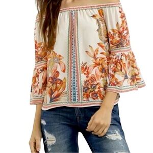 JEALOUS TOMATO BOHEMIAN OFF THE SHOULDER BELL SLEEVE TOP SZ XS EUC